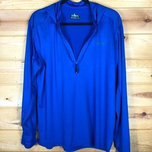 Habit Men's Hooded 1/4 Zip Performance Long Sleeve UPF 40+UV Shirt, size Medium